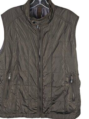 Fisherman Brown Green Puffer Utility Vest Mens XL Camping Hunting Outdoors Rugid